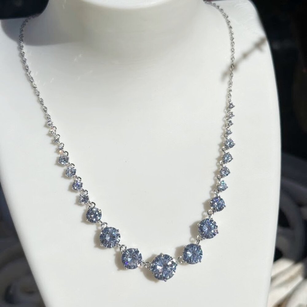 Charity Sale - RARE Royal Cascade 25ct Diamonesk Necklace .925 Sterling Silver